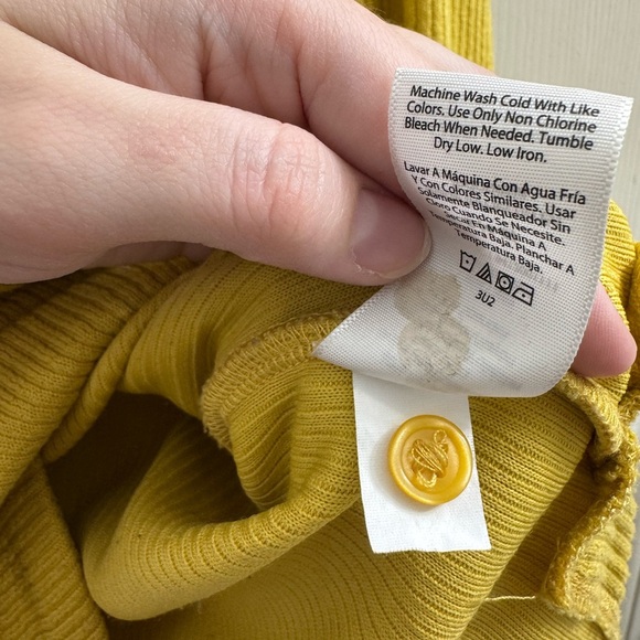 Time and Tru Mustard Yellow ribbed tunic Hoodie Sweatshirt - Picture 7 of 9